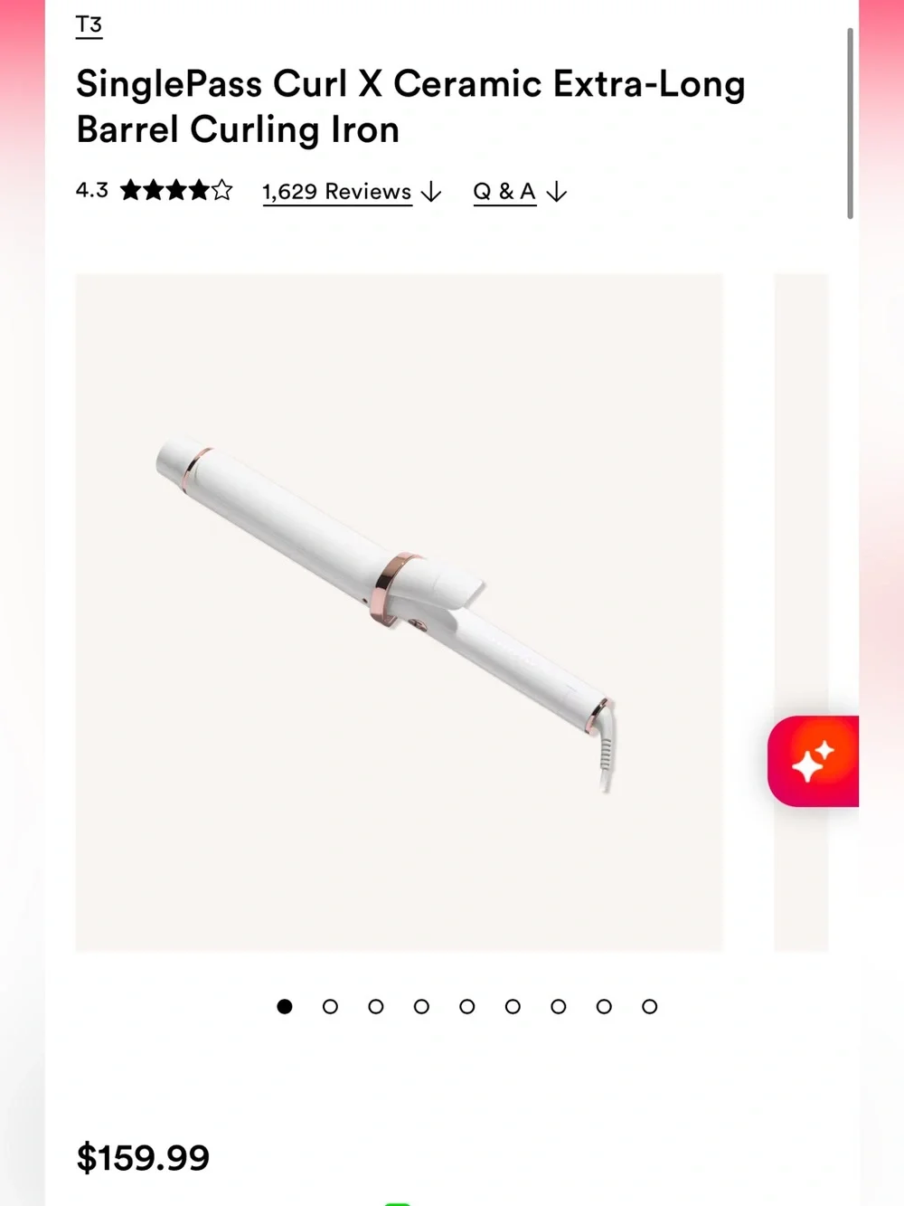 T3 1.5” SinglePass Curl X Ceramic Extra-Long Barrel Curling Iron
